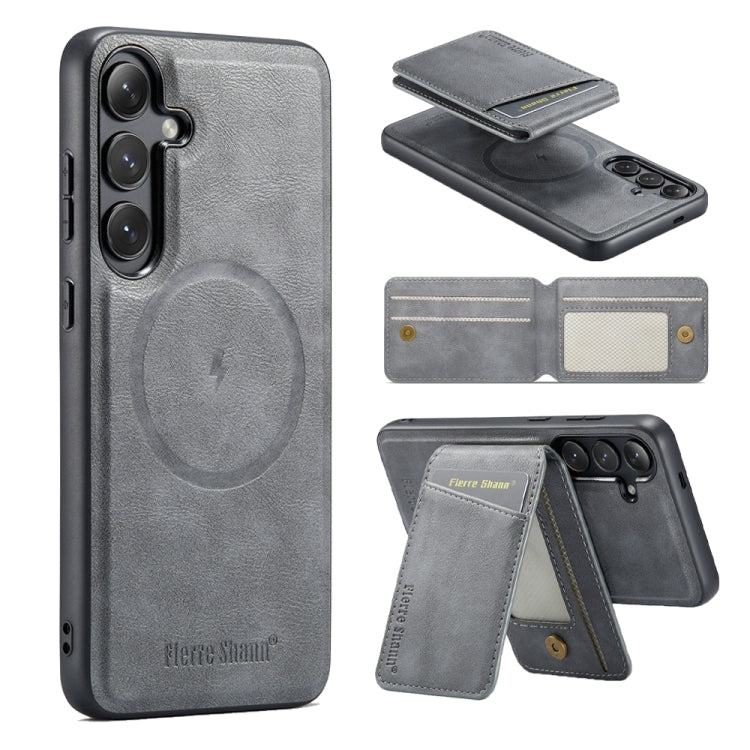 Custodia per telefono con porta carte magnetica in pelle di mucca Fierre Shann Oil Wax, For Samsung Galaxy S24+ 5G, For Samsung Galaxy S23 FE 5G, For Samsung Galaxy S23 Ultra 5G, For Samsung Galaxy S22 Ultra 5G