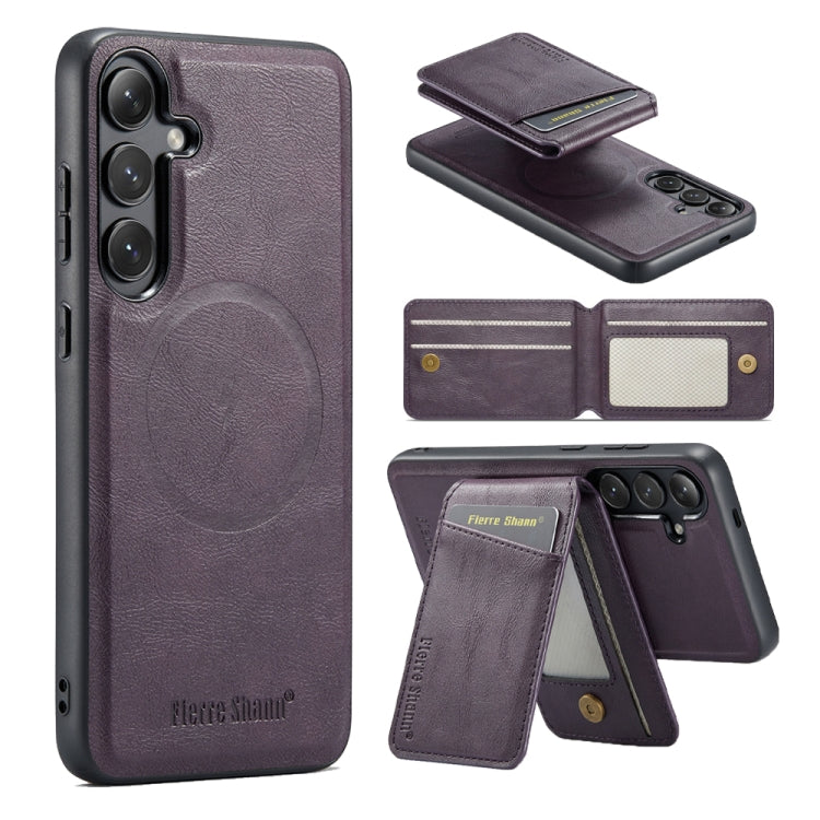 Custodia per telefono con porta carte magnetica in pelle di mucca Fierre Shann Oil Wax, For Samsung Galaxy S24+ 5G, For Samsung Galaxy S23 FE 5G, For Samsung Galaxy S23 Ultra 5G, For Samsung Galaxy S22 Ultra 5G