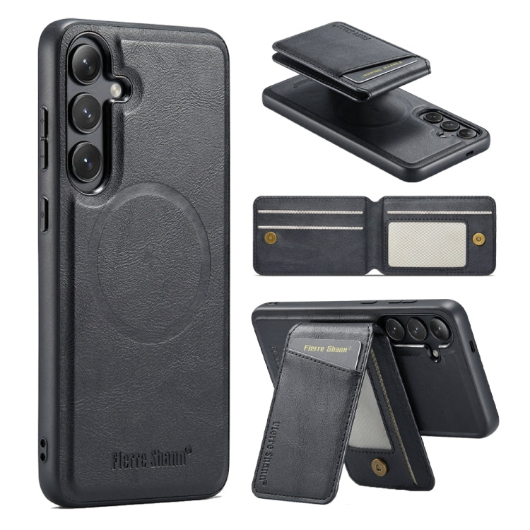 Custodia per telefono con porta carte magnetica in pelle di mucca Fierre Shann Oil Wax, For Samsung Galaxy S24+ 5G, For Samsung Galaxy S23 FE 5G, For Samsung Galaxy S23 Ultra 5G, For Samsung Galaxy S22 Ultra 5G