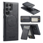Custodia per telefono con porta carte magnetica in pelle di mucca Fierre Shann Oil Wax, For Samsung Galaxy S24+ 5G, For Samsung Galaxy S23 FE 5G, For Samsung Galaxy S23 Ultra 5G, For Samsung Galaxy S22 Ultra 5G