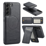 Custodia per telefono con porta carte magnetica in pelle di mucca Fierre Shann Oil Wax, For Samsung Galaxy S22+ 5G, For Samsung Galaxy S22 5G