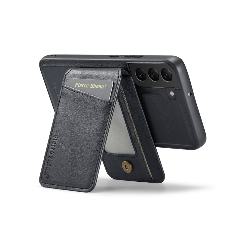 Custodia per telefono con porta carte magnetica in pelle di mucca Fierre Shann Oil Wax, For Samsung Galaxy S22+ 5G, For Samsung Galaxy S22 5G