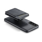 Custodia per telefono con porta carte magnetica in pelle di mucca Fierre Shann Oil Wax, For Samsung Galaxy S22+ 5G, For Samsung Galaxy S22 5G
