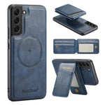 Custodia per telefono con porta carte magnetica in pelle di mucca Fierre Shann Oil Wax, For Samsung Galaxy S22+ 5G, For Samsung Galaxy S22 5G