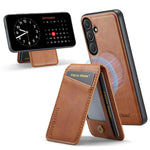 Custodia per telefono con porta carte magnetica in pelle di mucca Fierre Shann Oil Wax, For Samsung Galaxy S26+ 5G, For Samsung Galaxy S26 Ultra 5G, For Samsung Galaxy S26 5G, For Samsung Galaxy S25 5G