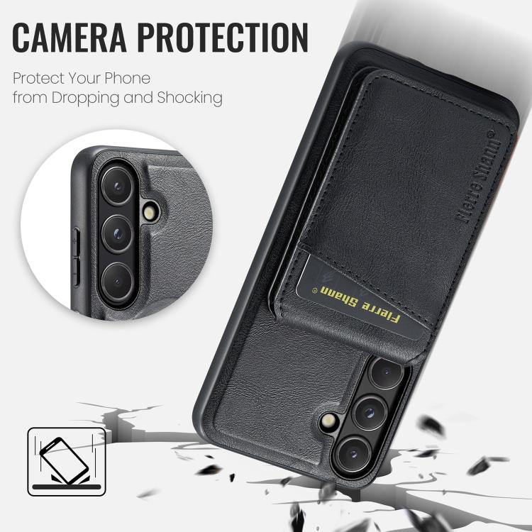 Custodia per telefono con porta carte magnetica in pelle di mucca Fierre Shann Oil Wax, For Samsung Galaxy S26+ 5G, For Samsung Galaxy S26 Ultra 5G, For Samsung Galaxy S26 5G, For Samsung Galaxy S25 5G
