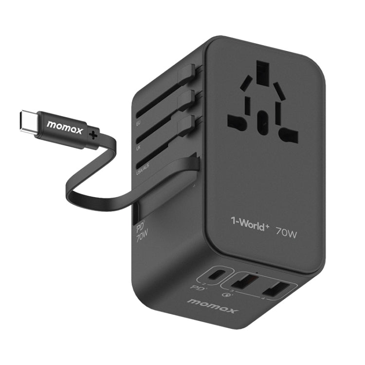 Caricabatterie da viaggio GaN 70W con cavo USB-C retrattile