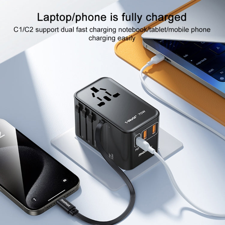 Caricabatterie da viaggio GaN 70W con cavo USB-C retrattile