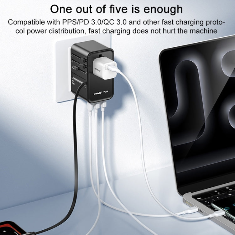 Caricabatterie da viaggio GaN 70W con cavo USB-C retrattile