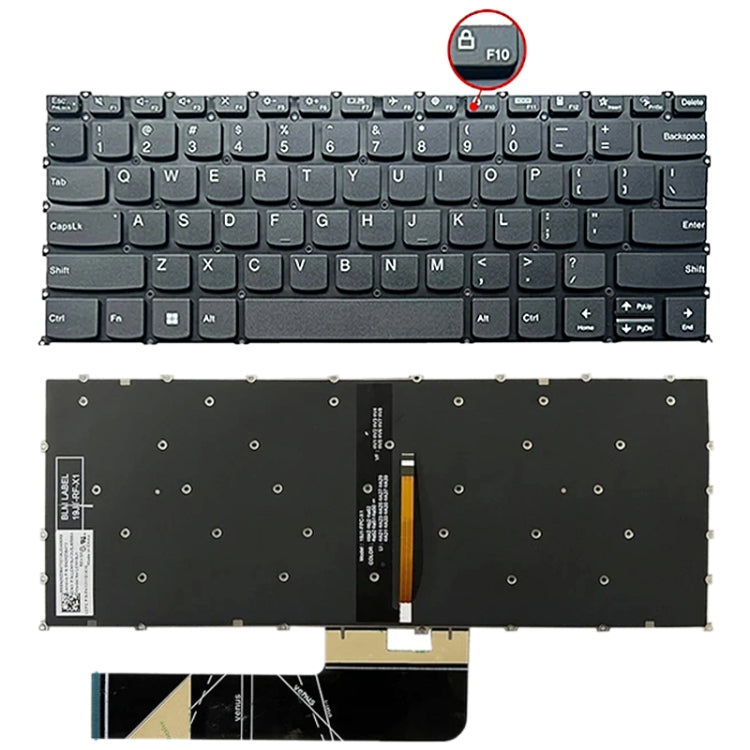 Tastiera retroilluminata per laptop versione USA, tasto F10 con icona di blocco, For Lenovo IdeaPad 5 / Yoga Slim 7 Pro (with Lock Icon)