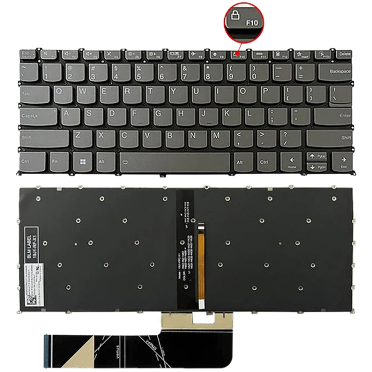 Tastiera retroilluminata per laptop versione USA, tasto F10 con icona di blocco, For Lenovo IdeaPad 5 / Yoga Slim 7 Pro (with Lock Icon)