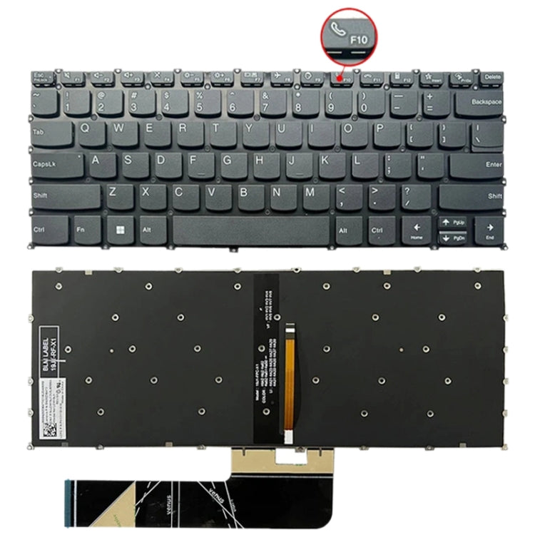 US Version Laptop Backlit Keyboard, F10 Key with Phone Icon, For Lenovo IdeaPad 5 / Yoga Slim 7 Pro(with Phone Icon)