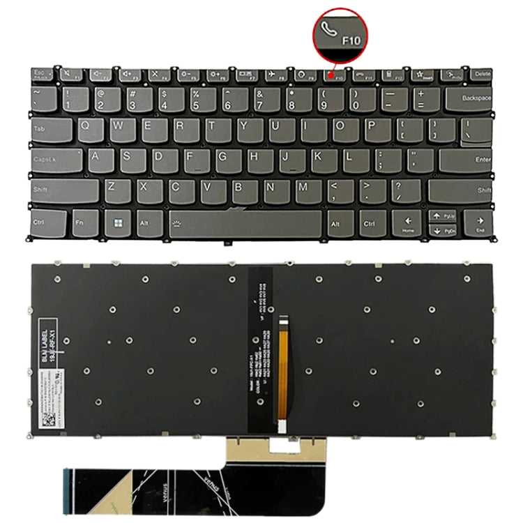 US Version Laptop Backlit Keyboard, F10 Key with Phone Icon, For Lenovo IdeaPad 5 / Yoga Slim 7 Pro(with Phone Icon)