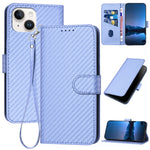 YX0070 Custodia per telefono in pelle con fibbia in fibra di carbonio con cordino, For iPhone 13 Pro Max, For iPhone 13 Pro, For iPhone 13