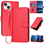 YX0070 Custodia per telefono in pelle con fibbia in fibra di carbonio con cordino, For iPhone 13 mini, For iPhone 12 / 12 Pro, For iPhone 12 Pro Max