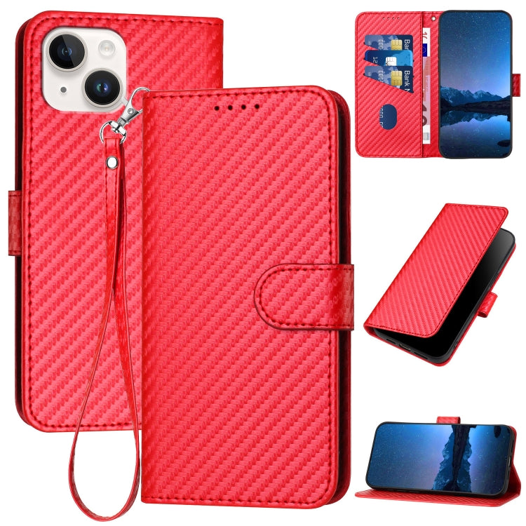 YX0070 Custodia per telefono in pelle con fibbia in fibra di carbonio con cordino, For iPhone 13 mini, For iPhone 12 / 12 Pro, For iPhone 12 Pro Max