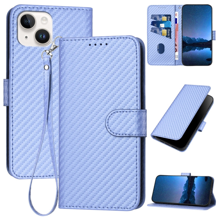 YX0070 Custodia per telefono in pelle con fibbia in fibra di carbonio con cordino, For iPhone 13 mini, For iPhone 12 / 12 Pro, For iPhone 12 Pro Max