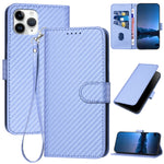 YX0070 Custodia per telefono in pelle con fibbia in fibra di carbonio con cordino, For iPhone 11 Pro, For iPhone X / XS, For iPhone XR