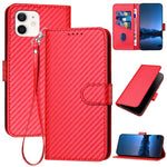 YX0070 Custodia per telefono in pelle con fibbia in fibra di carbonio con cordino, For iPhone 12 mini, For iPhone 11 Pro Max, For iPhone 11
