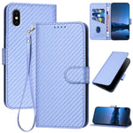 YX0070 Custodia per telefono in pelle con fibbia in fibra di carbonio con cordino, For iPhone XS Max, For iPhone 8 Plus / 7 Plus