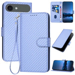 YX0070 Custodia per telefono in pelle con fibbia in fibra di carbonio con cordino, For iPhone 17, For iPhone Air, For iPhone 16 Pro Max