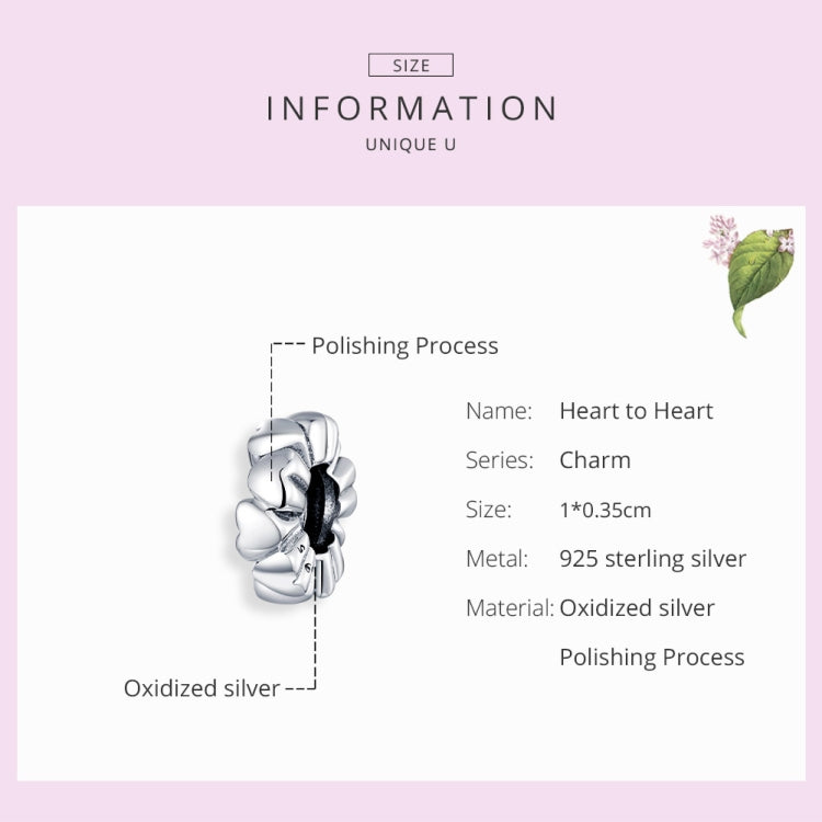 Accessori per collana braccialetto fai-da-te con perline a forma di cuore in argento sterling S925