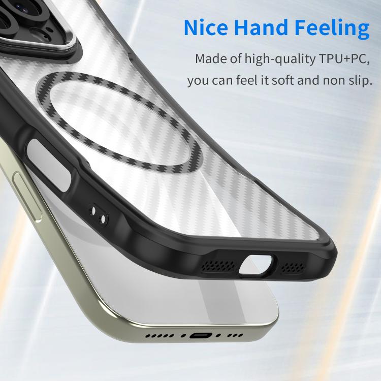 Custodia per telefono traslucida MagSafe con struttura in fibra di carbonio, For  iPhone Air, For iPhone 16 Pro Max, For iPhone 16 Pro, For iPhone 16 Plus, For iPhone 16, For iPhone 15 Pro Max