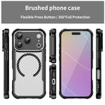 Custodia per telefono traslucida MagSafe con struttura in fibra di carbonio, For iPhone 18 Pro, For iPhone 18 Pro Max, For iPhone 17e / 16e, For iPhone 17 Pro Max, For iPhone 17 Pro, For iPhone 17