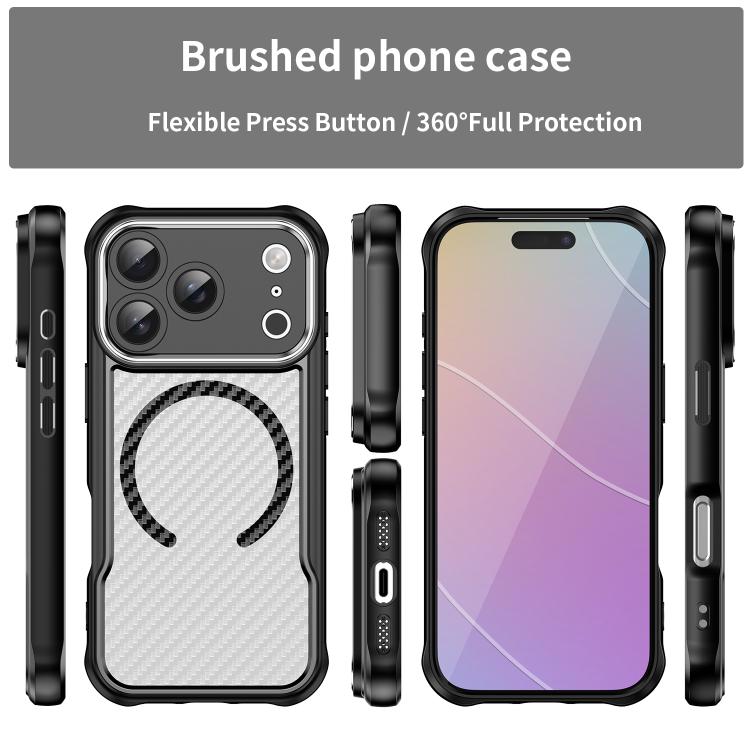 Custodia per telefono traslucida MagSafe con struttura in fibra di carbonio, For iPhone 18 Pro, For iPhone 18 Pro Max, For iPhone 17e / 16e, For iPhone 17 Pro Max, For iPhone 17 Pro, For iPhone 17