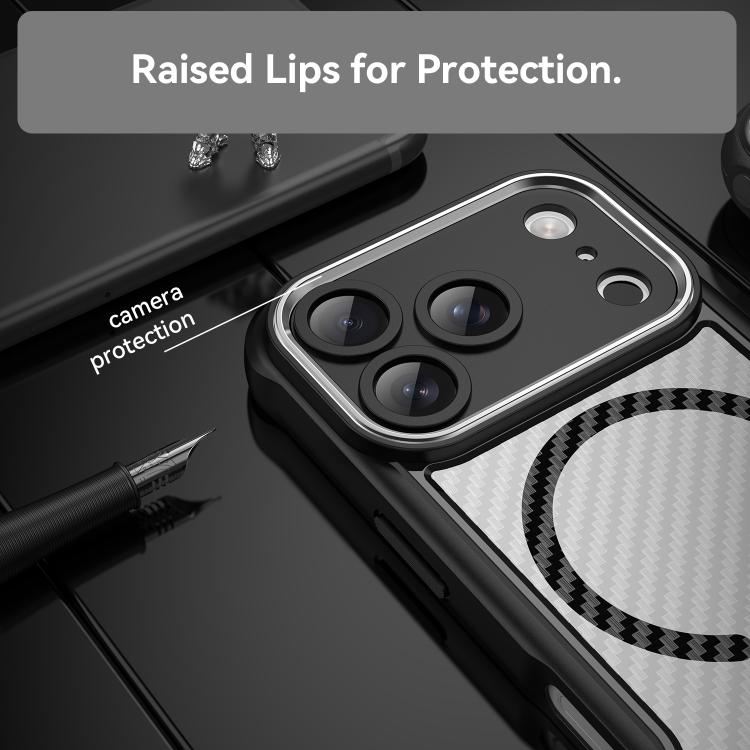 Custodia per telefono traslucida MagSafe con struttura in fibra di carbonio, For iPhone 18 Pro, For iPhone 18 Pro Max, For iPhone 17e / 16e, For iPhone 17 Pro Max, For iPhone 17 Pro, For iPhone 17