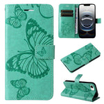 Custodia per cellulare in pelle con motivo a farfalla in rilievo 3D, For iPhone 17e / 16e, For iPhone 16 Pro Max, For iPhone 16 Pro