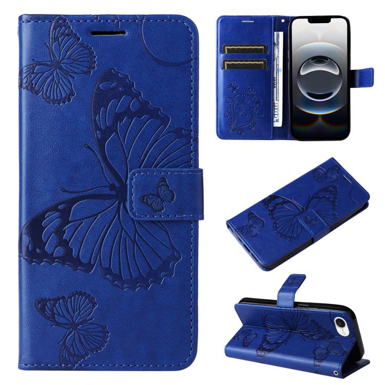 Custodia per cellulare in pelle con motivo a farfalla in rilievo 3D, For iPhone 17e / 16e, For iPhone 16 Pro Max, For iPhone 16 Pro