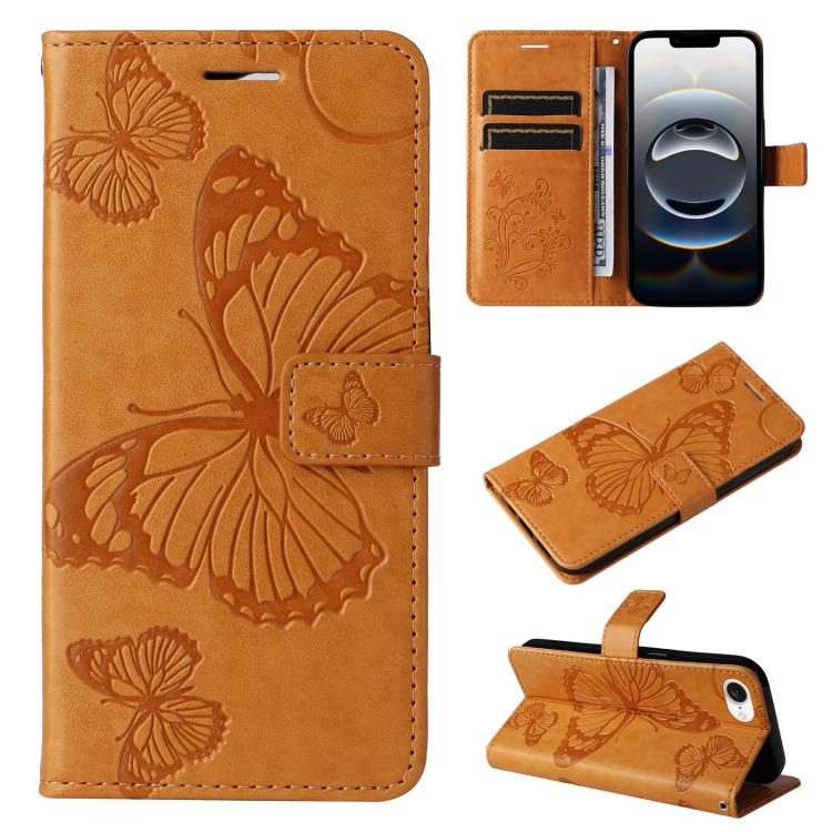 Custodia per cellulare in pelle con motivo a farfalla in rilievo 3D, For iPhone 17e / 16e, For iPhone 16 Pro Max, For iPhone 16 Pro