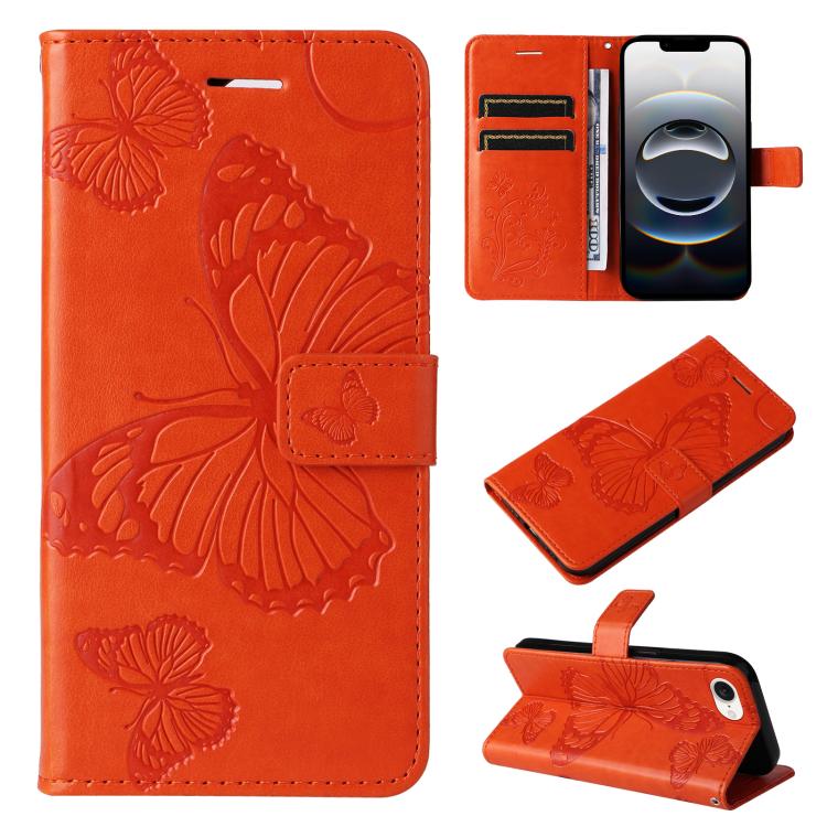 Custodia per cellulare in pelle con motivo a farfalla in rilievo 3D, For iPhone 17e / 16e, For iPhone 16 Pro Max, For iPhone 16 Pro