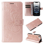 Custodia per cellulare in pelle con motivo a farfalla in rilievo 3D, For iPhone 17e / 16e, For iPhone 16 Pro Max, For iPhone 16 Pro