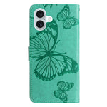 Custodia per cellulare in pelle con motivo a farfalla in rilievo 3D, For iPhone 16 Plus, For iPhone 16