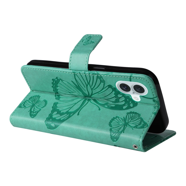 Custodia per cellulare in pelle con motivo a farfalla in rilievo 3D, For iPhone 16 Plus, For iPhone 16
