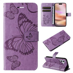 Custodia per cellulare in pelle con motivo a farfalla in rilievo 3D, For iPhone 16 Plus, For iPhone 16