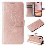 Custodia per cellulare in pelle con motivo a farfalla in rilievo 3D, For iPhone 16 Plus, For iPhone 16