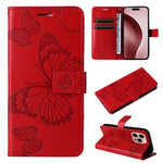 Custodia per cellulare in pelle con motivo a farfalla in rilievo 3D, For iPhone 17e / 16e, For iPhone 16 Pro Max, For iPhone 16 Pro