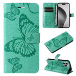 Custodia per cellulare in pelle con motivo a farfalla in rilievo 3D, For iPhone 17e / 16e, For iPhone 16 Pro Max, For iPhone 16 Pro
