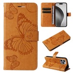 Custodia per cellulare in pelle con motivo a farfalla in rilievo 3D, For iPhone 17e / 16e, For iPhone 16 Pro Max, For iPhone 16 Pro