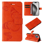 Custodia per cellulare in pelle con motivo a farfalla in rilievo 3D, For iPhone 17e / 16e, For iPhone 16 Pro Max, For iPhone 16 Pro