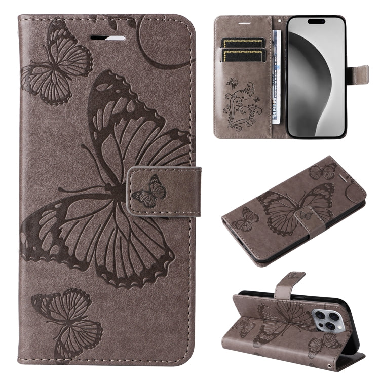 Custodia per cellulare in pelle con motivo a farfalla in rilievo 3D, For iPhone 17e / 16e, For iPhone 16 Pro Max, For iPhone 16 Pro