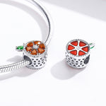 Accessori per collana braccialetto fai da te con perline di pomelo rosso frutta in argento sterling S925