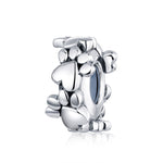 Accessori per bracciali con perline a forma di cuore Argento sterling S925 Perline separate Impronte d'amore Perline sfuse
