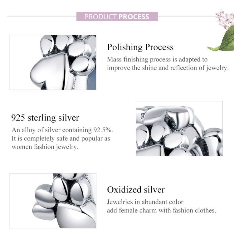 Accessori per bracciali con perline a forma di cuore Argento sterling S925 Perline separate Impronte d'amore Perline sfuse