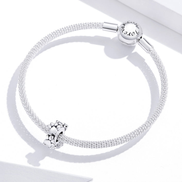 Accessori per bracciali con perline a forma di cuore Argento sterling S925 Perline separate Impronte d'amore Perline sfuse
