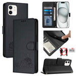 Custodia per telefono in pelle RFID con motivo gatto in rilievo con cordino, For iPhone 13 mini, For iPhone 12/12 Pro, For iPhone 12 Pro Max, For iPhone 12 mini