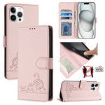 Custodia per telefono in pelle RFID con motivo gatto in rilievo con cordino, For iPhone 13 mini, For iPhone 12/12 Pro, For iPhone 12 Pro Max, For iPhone 12 mini